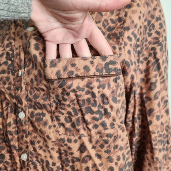 Aerie Leopard Print Button Down Pajama Long Sleeve Top Size M - Picture 3 of 11
